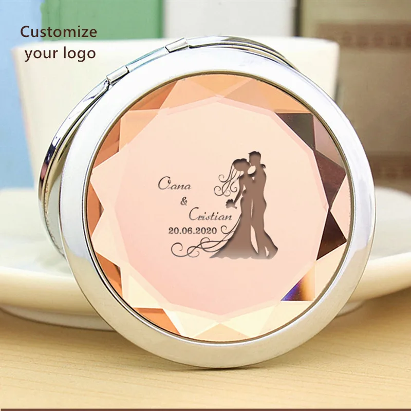 

Декоративные зеркала, персонализированное компактное зеркало для невесты, розовое золото, кристаллы, компактное зеркало для макияжа, подар...