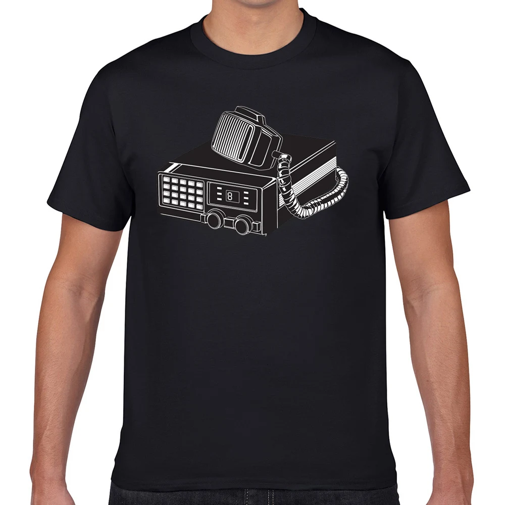 

Tops T Shirt Men cb radio O-Neck Vintage Geek Cotton Male Tshirt fa002