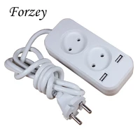 2019 new 2 socket european 5v 2a usb extension socket with 1 5m cca cable fe 04 1 5 white color