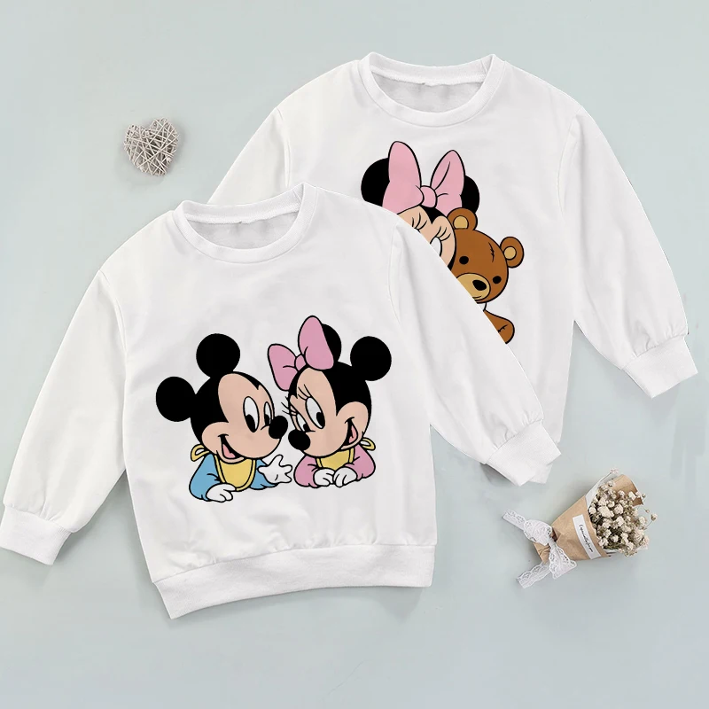 

Disney Winter New Children's Clothing Fashion Boys And Girls Hoodie Cartoon Print Mickey Minnie Sweatshirt Casual Baby Clothes