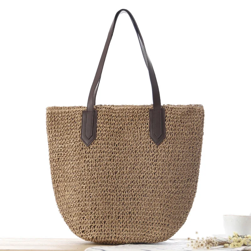 

Women's Handbag Handmade Straw Bag Bohemian Summer Beach Bags Female Shoulder Bag Weave High Capacity Tote Purse