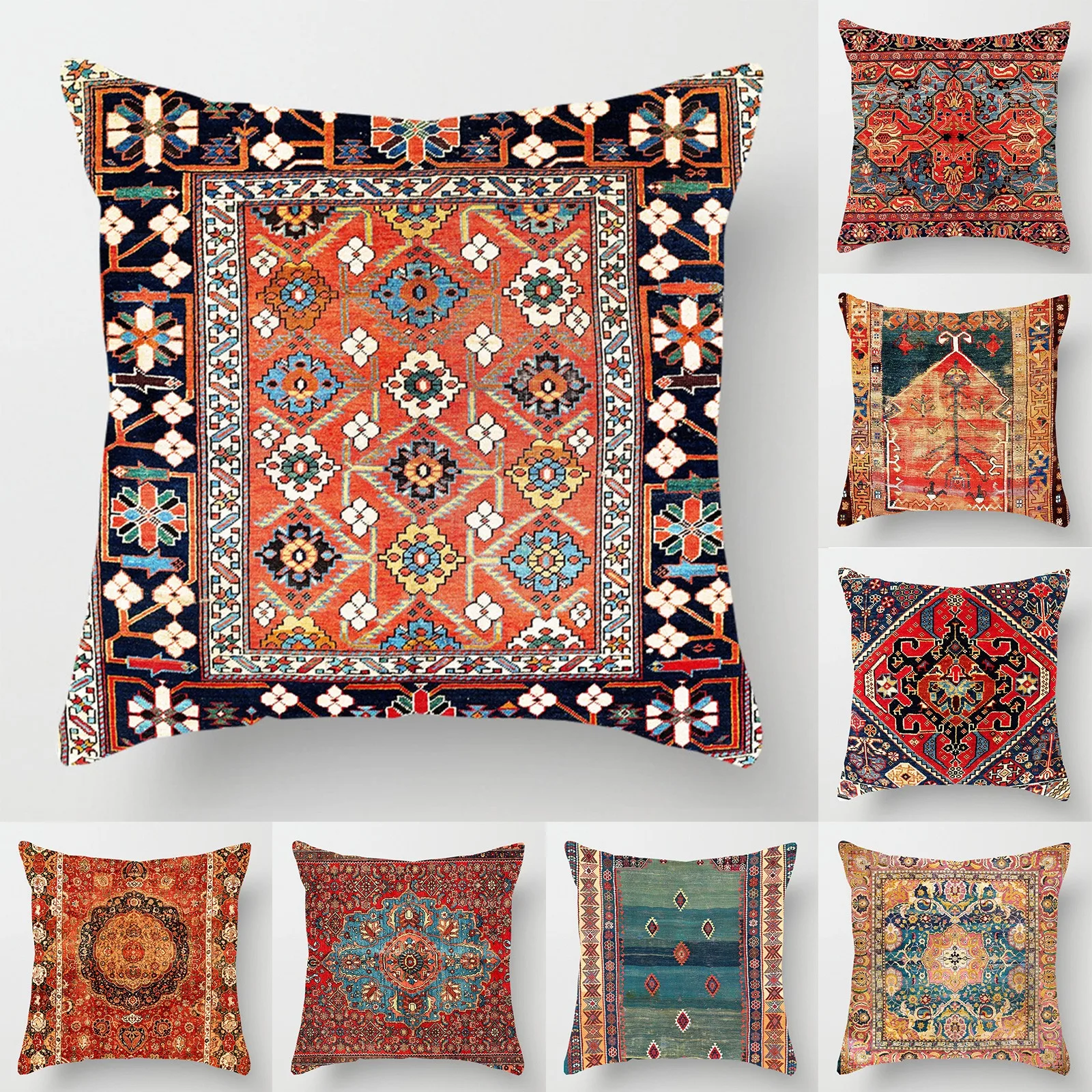

45*45cm Ethnic Flax Persian Turkish Style Printed Pillowcase Home Textile Pillow Cushion Cover Home Decorative Sofa Throw Cover