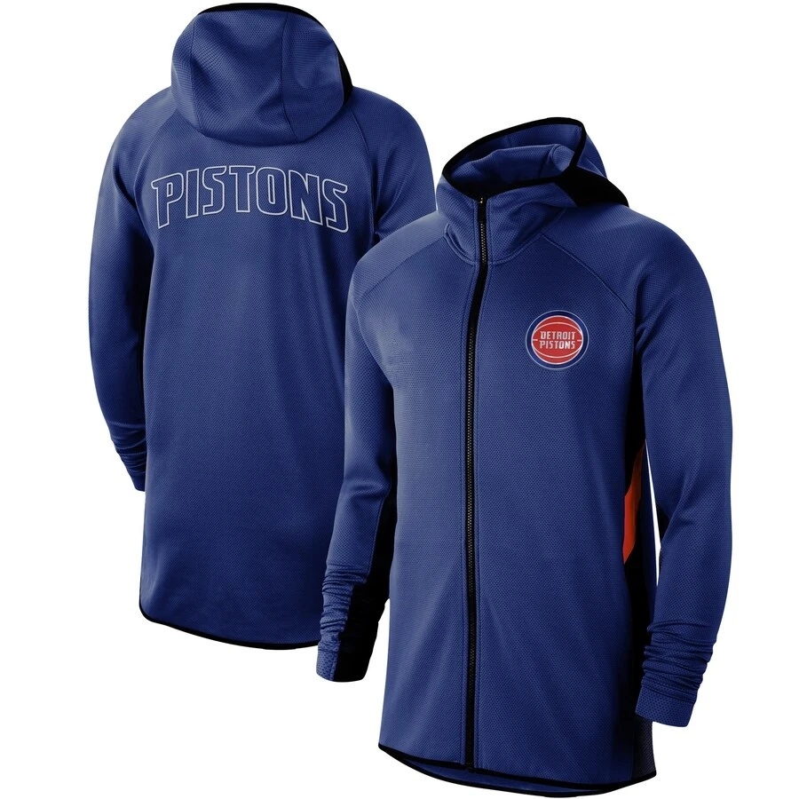 

Men Detroit Sweatshirts Pistons Blue jackets coat Showtime Therma Flex Performance Full-Zip Outdoor sports Quality Hoodie Jacket