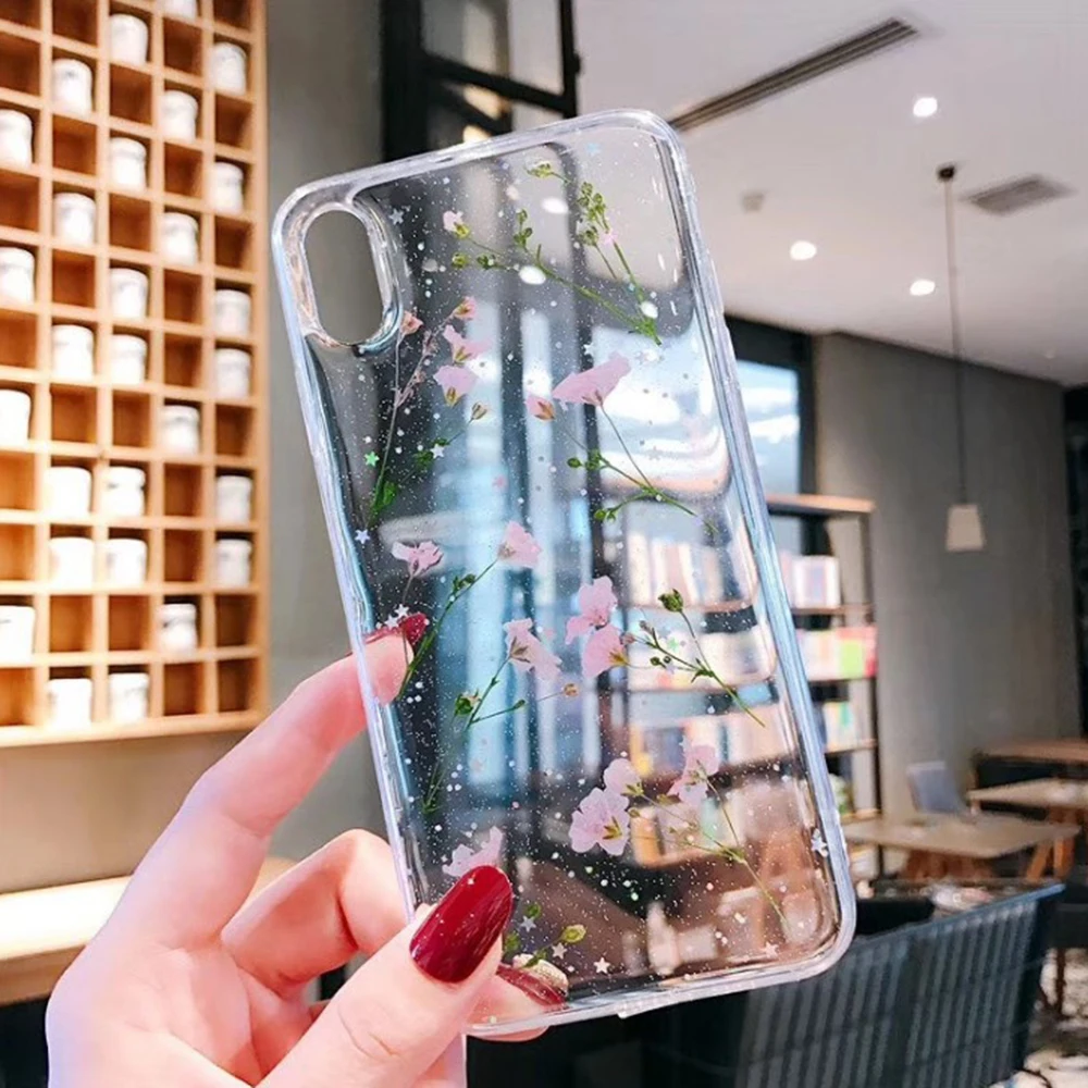 Роскошный простой прозрачный чехол с настоящими сушеными цветами для Apple iPhone 11 Pro