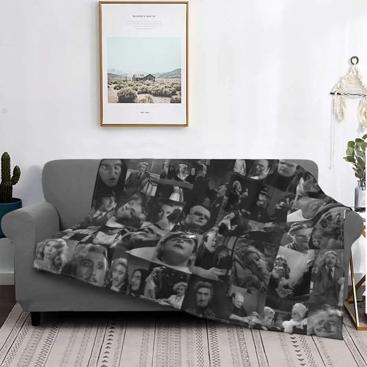 

Manta de algodón a cuadros para cama, cobertor para sofá, manta doble, ropa de cama, joven, Frankenstein