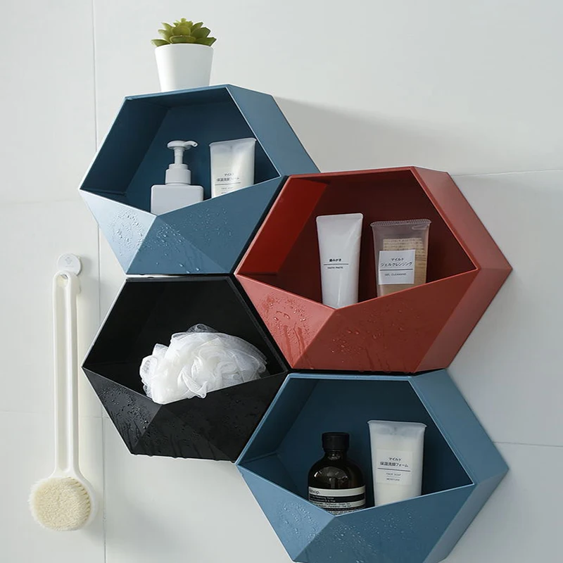 

Multifunctional Shelf Geometry Free Punching Bathroom Storage Rack Dressing Table Decoration Bathroom Accessories Shower Rack