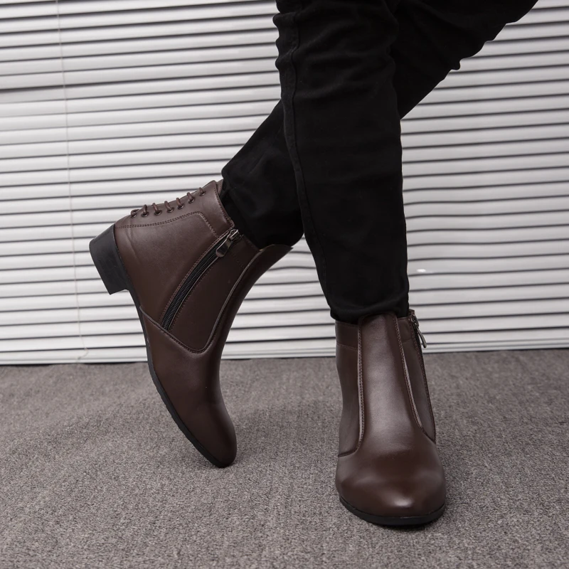 

FIXSYS Fashion Men Motorcycle Boots Leather Anti-slip Martin Boot Autumn Comfortable Chelsea Boots Lightweight Male Cowboy Boots