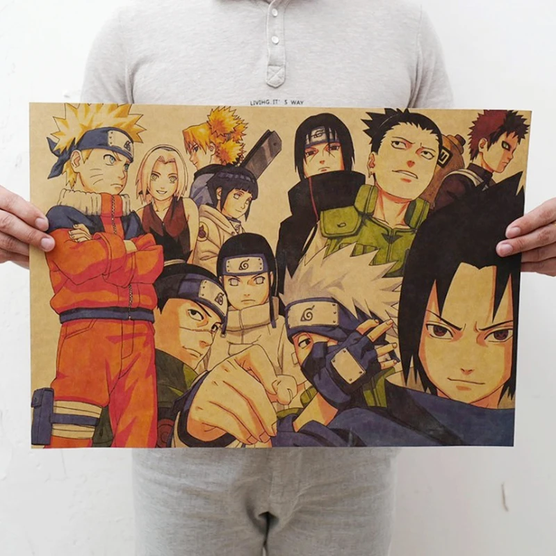 

Classic Japanese Anime Poster Retro Kraft Paper Cartoon Ninja Dormitory Bar Interior Decoration Stickers Paintings