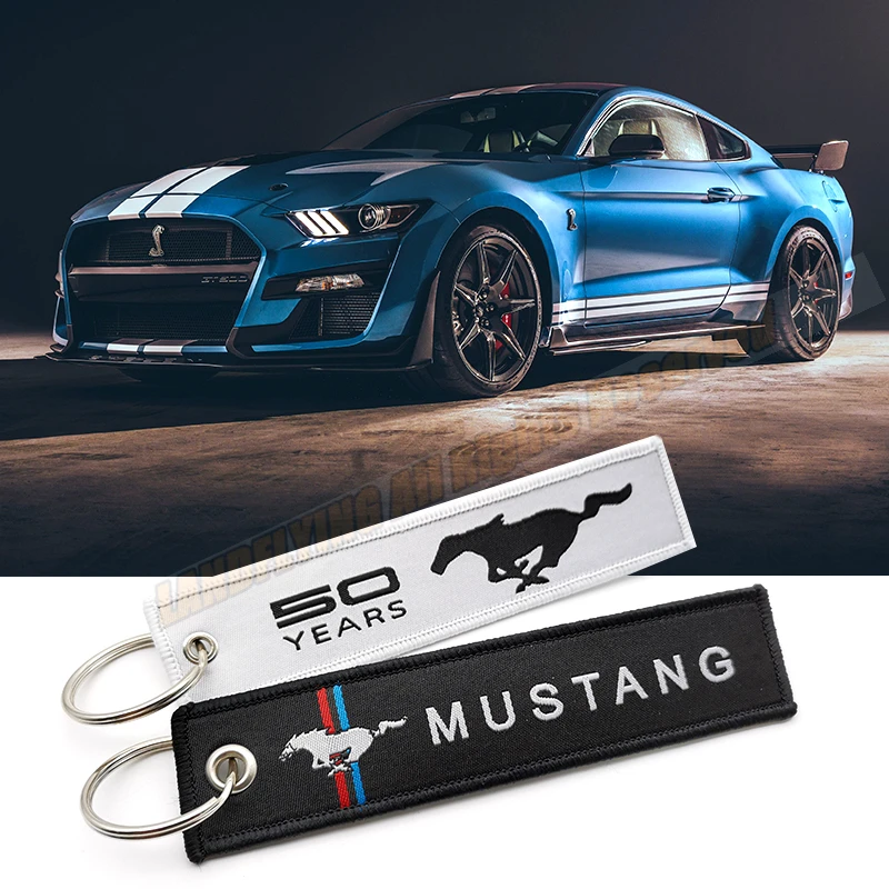 

High Quality Mustang Embroidery Nylon Weaving Key Ring Keychain for Ford Mustang Shebly GT350 GT500 Lover