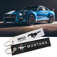 high quality mustang embroidery nylon weaving key ring keychain for ford mustang shebly gt350 gt500 lover