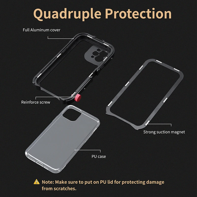 Ulanzi iPhone 11/iPhone 11 Pro/iPhone Pro Max металлическая видео клетка защитный чехол для
