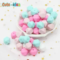 Cute-idea 500pcs 17mm Hexagon silicone beads BPA Free Food Grade Baby Teether DIY Necklace Pacifier Chain Baby Teething Care