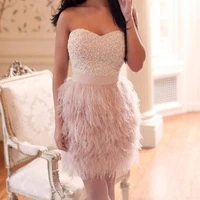 new prom dresses sweetheart feather dresses with sequins beaded short dresses for party evening vestidos formatura