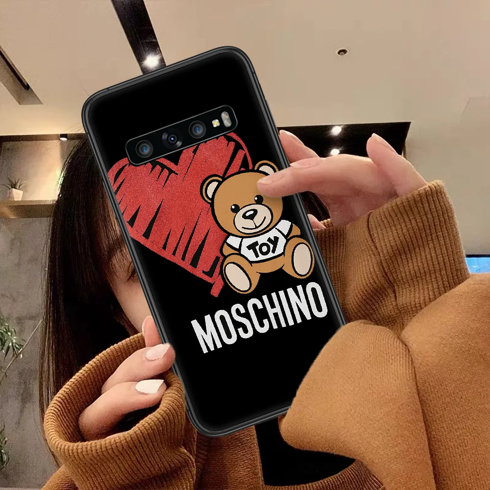

Italian Brand Bear Phone Case For Samsung Galaxy Note S 8 9 10 20 Plus E Lite Uitra black Back Fashion Funda 3D Shell Trend