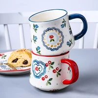 cute ceramic breakfast beautiful japanese flower mug nordic spill proof pottery mug hand painted hot chocolate mugs 2020 ii50mkb