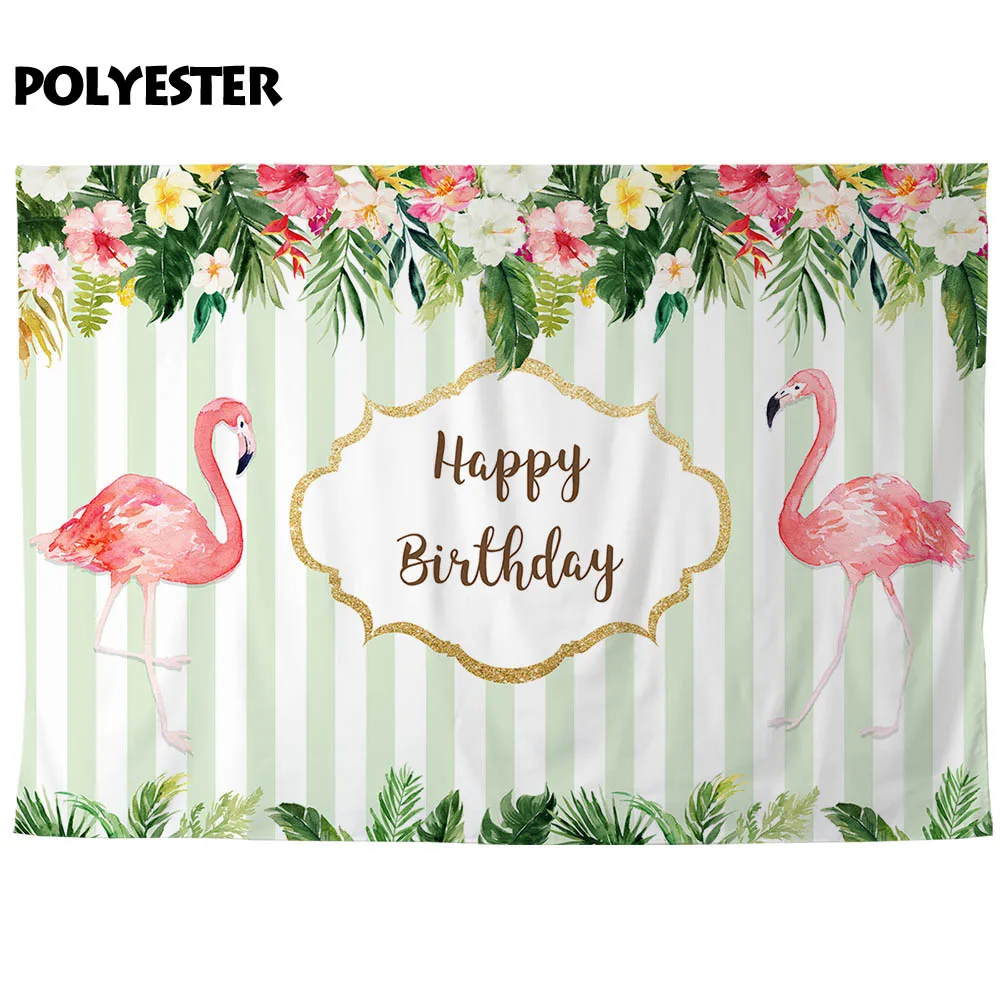 Allenjoy 1 день рождения пользовательский фон Фламинго тропическая тема цветы белые