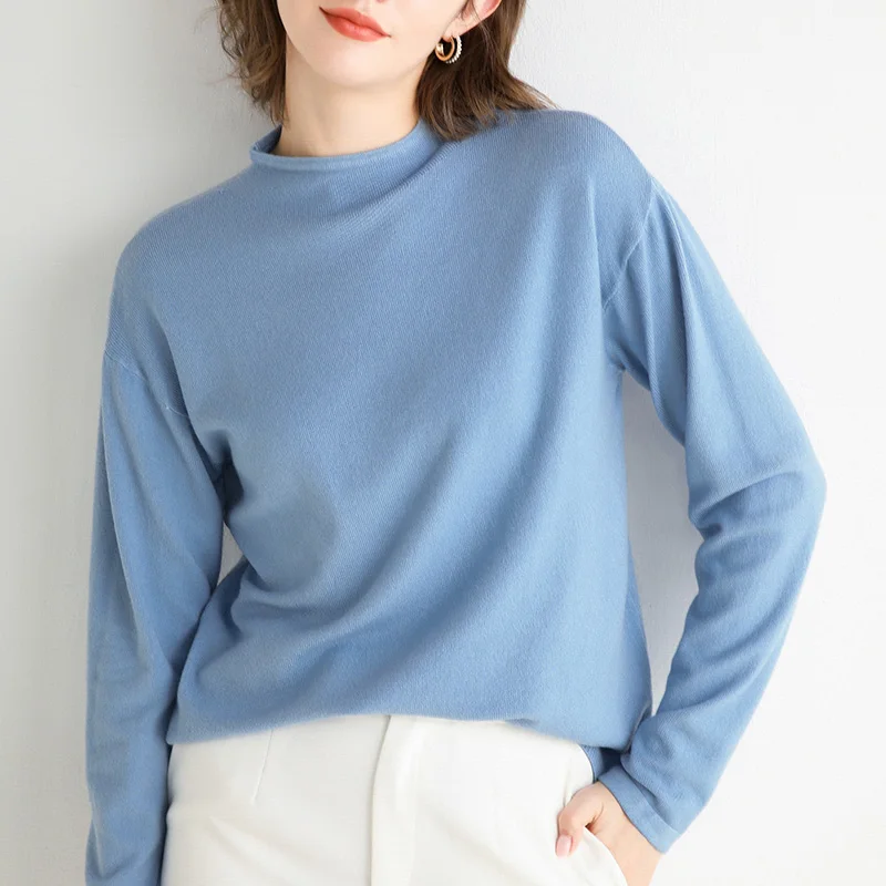 

Sweater Women Long-Sleeves Curling Crew Neck short casual Knitted Loose Elegant Pullover Autumn Sweaters Plus Size