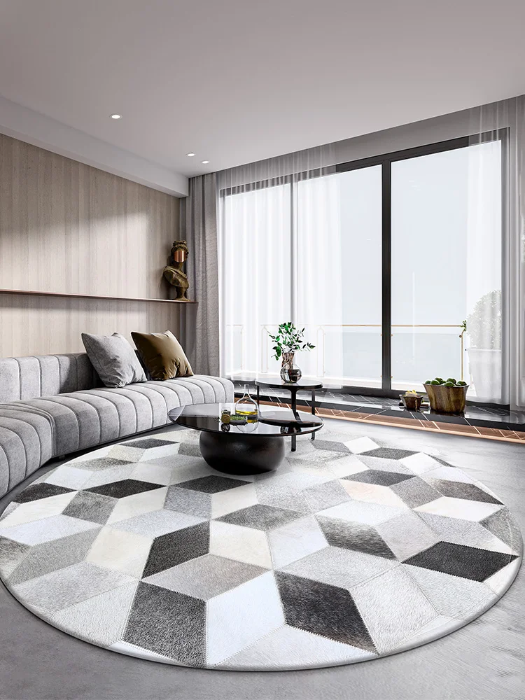 Американский Стиль роскошный серый теплые Прошитые круглая нашивка работы ковры