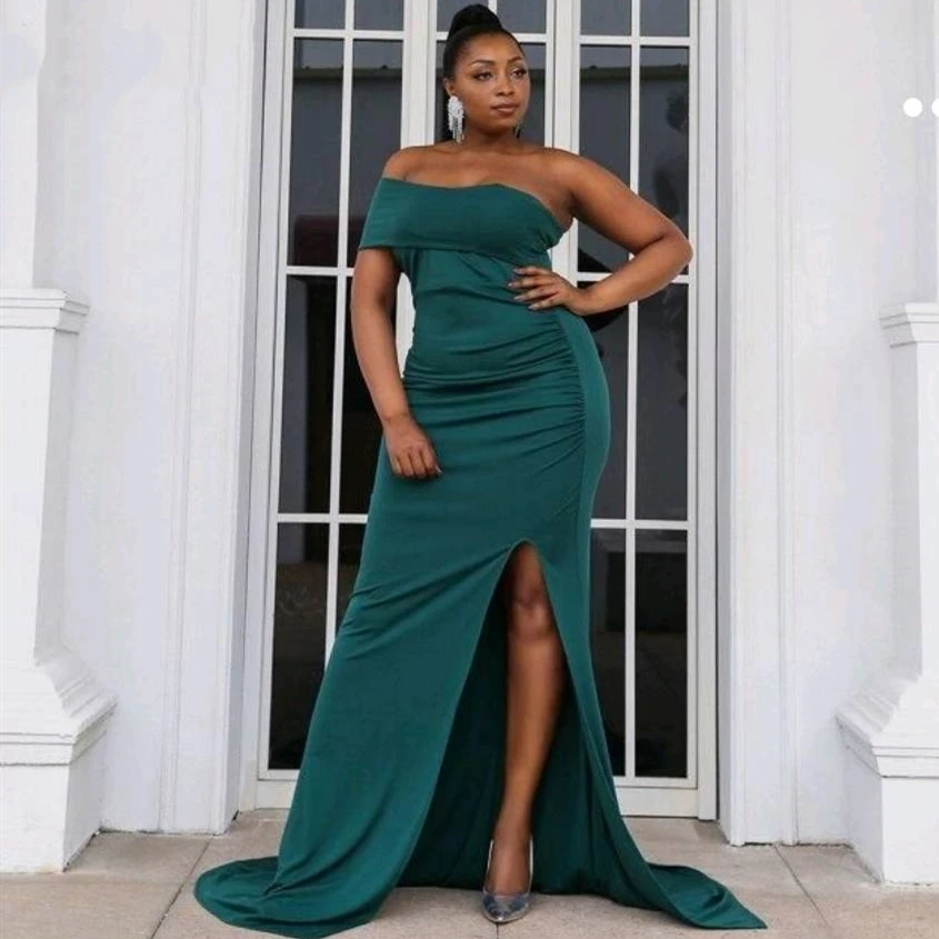 

Evening Dresses Bridesmaid Wedding Party One Shoulder Modern Split Mermaid Floor Length Formal Occasion Prom Gowns