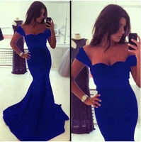 sweetheart simple cheap evening prom gown plus size long party custom sleeveless mermaid royal blue