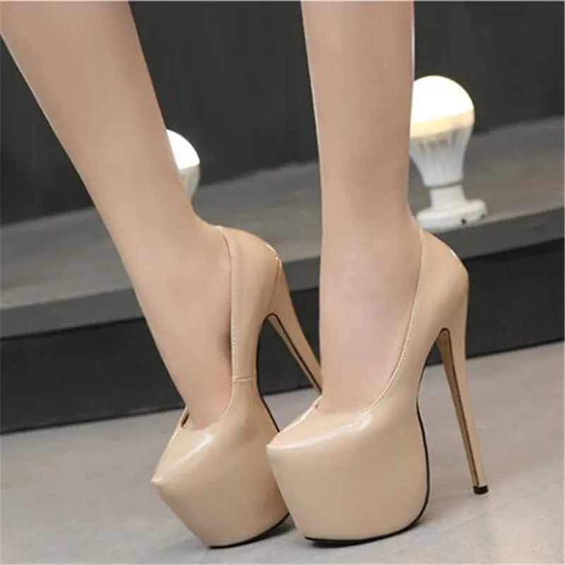 Женские модные туфли лодочки на высоком каблуке 18 см женские с круглым носком