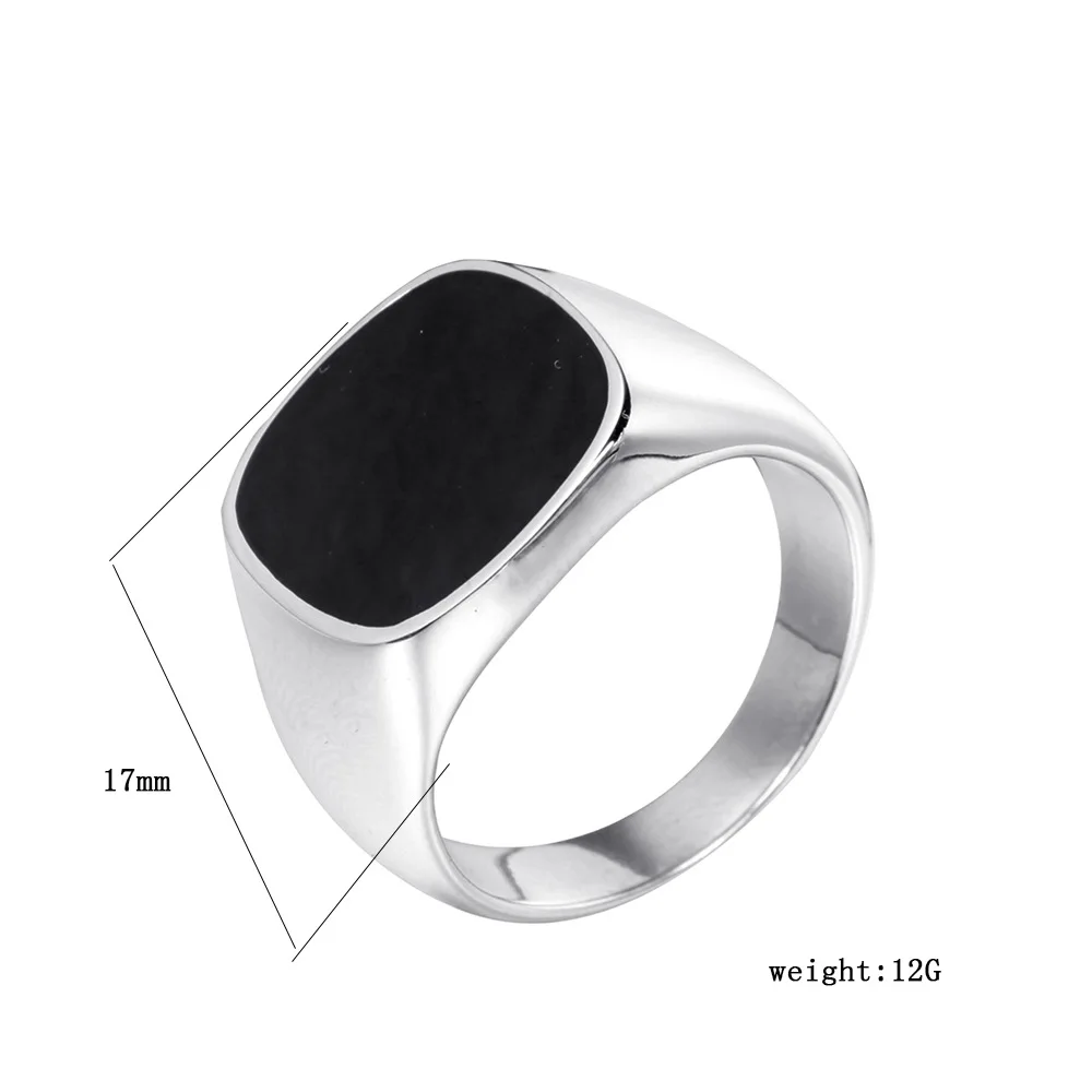 

Lightning Offers Geometric Square Black Enamel Cock Rings For Boyfriend Mens Simple Minimalist Birthday Gifts Stainless Steel