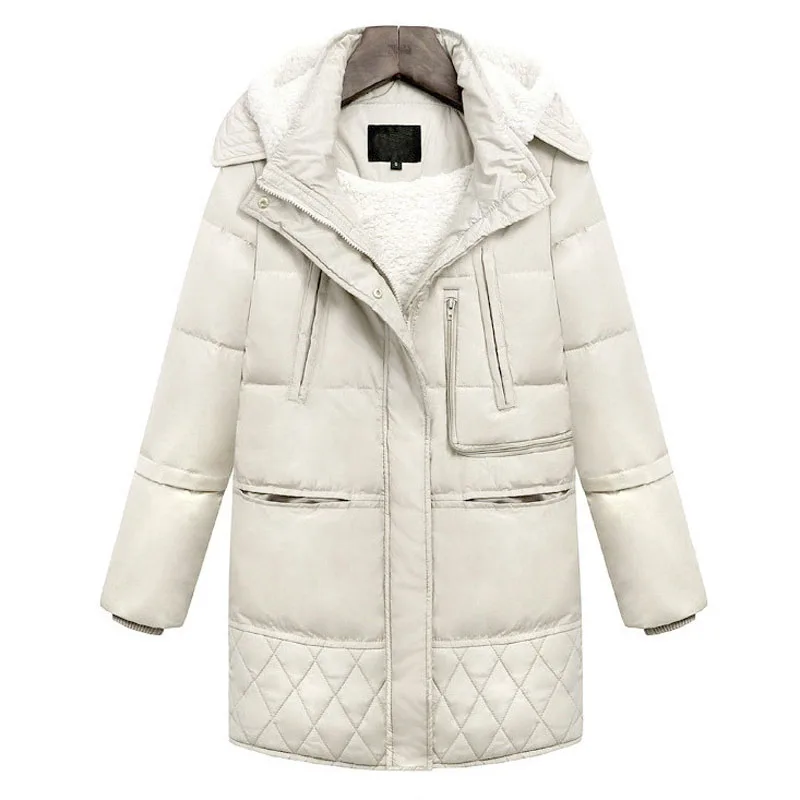 2019 зимние толстые пуховики из белой утиной шерсти ягненка имитация женские