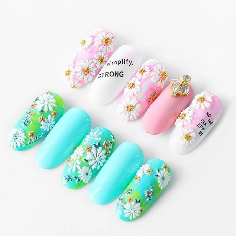 Рельефные 3D наклейки для ногтей Цветущий цветок милый Тип стикеры на ногти Nail Art