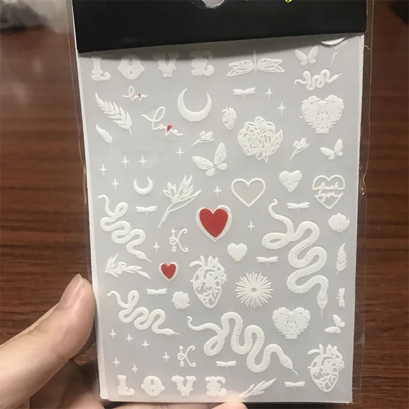 1 лист наклейки для ногтей змея бабочка цветок 3D клейкие дизайна тату украшения |