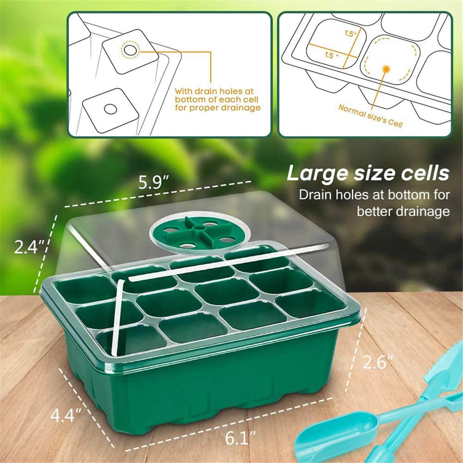 

13pcs Nursery Pots Gardening Breathable Box Lid Plastic Seedling Pot Seed Starter Tray Garden Supply Seed Starter Growing Trays