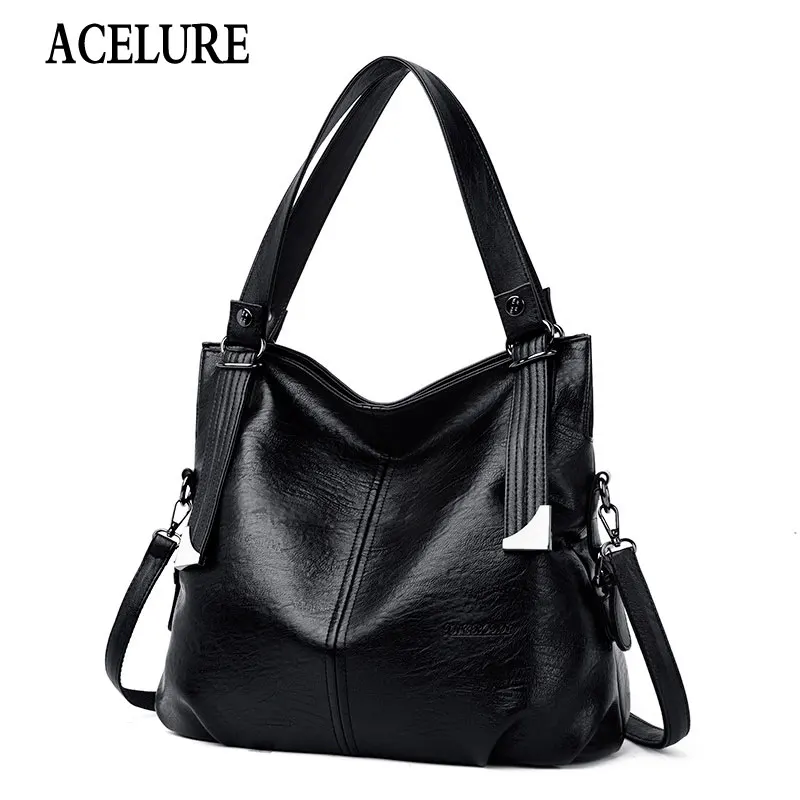 

ACELURE Solid PU Leather Handbags for Women Bag Casual Totes Fashion All-match Shoulder Bag Large Capacity Female Crossbody Bag