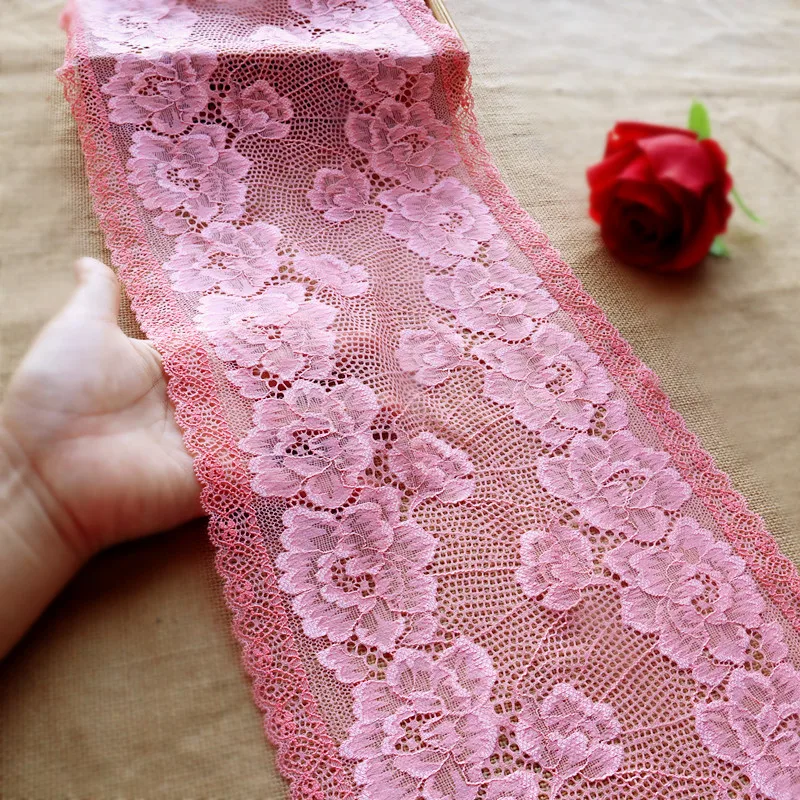 2 м/лот эластичное Розовое Кружевное Сетчатое кружево из спандекса для нижнего