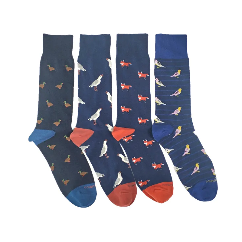 

4 Pairs Men's Funny Duck Goose Fox Bird Socks Pack