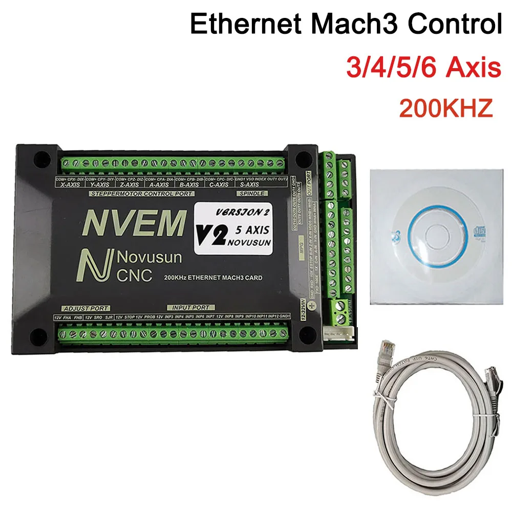 NVEM CNC motion controller 200KHz nvemv2.1 upgrade 3 axis 4 axis 5 axis 6 axis mach3 control card Ethernet interface