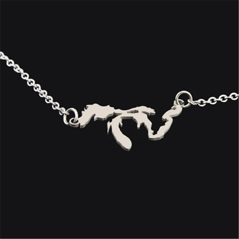 Горячее прибытие Горячая продажа озеро Мичиган карта кулон ожерелье из