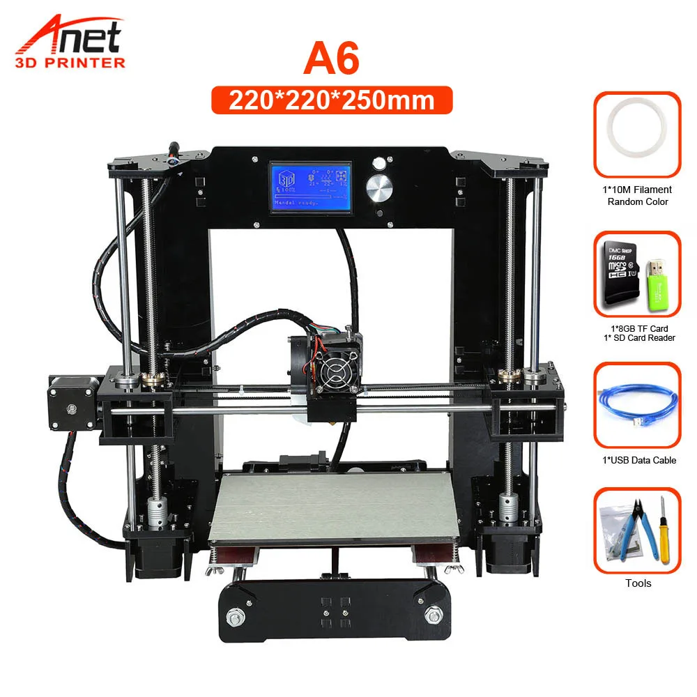 Anet A8 A6 ET4 3d принтер Высокая точность Impresora 3D ЖК-экран алюминиевый горячий экструдер принтеры DIY комплект Imprimante 3d принтер