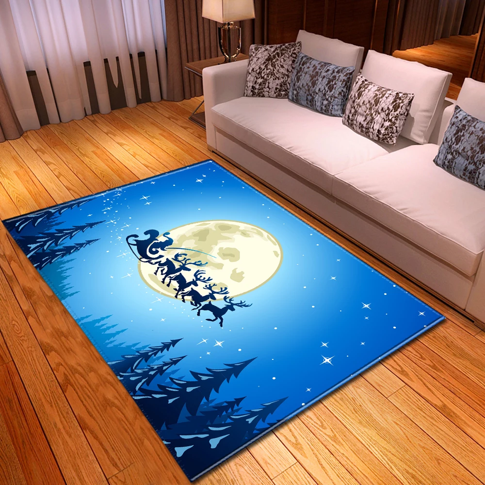 Новогодний красный ковер с рождественской елкой нескользящий фланелевый коврик