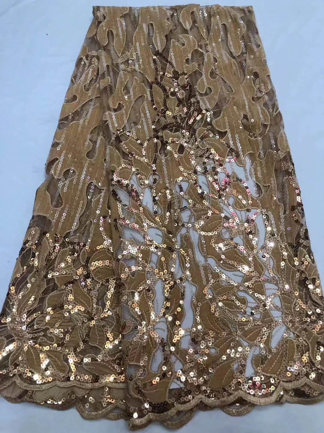 

African Lace Fabric 2020 High Quality Lace Velvet Sequins Net Lace Tulle Mesh Fabric Latest Nigerian Wedding Fabric Lace LCD9539
