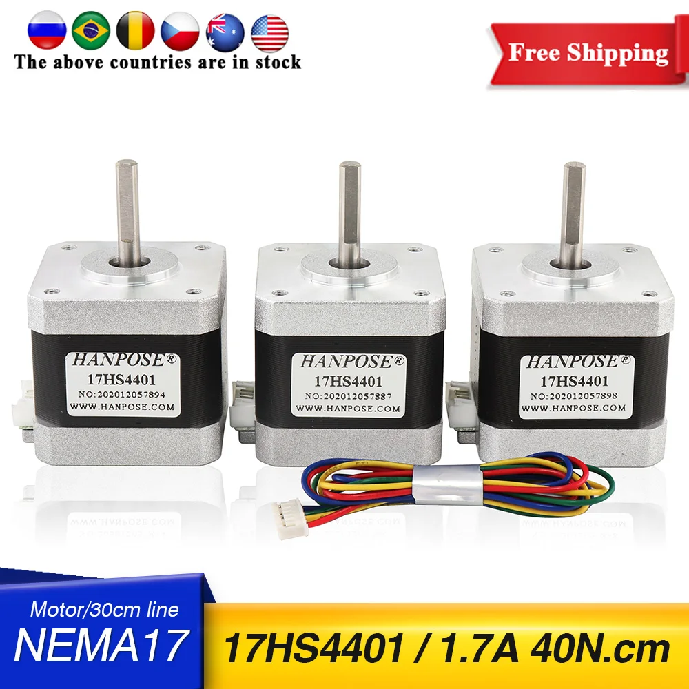 Бесплатная доставка Nema17 шаговый двигатель 42 motor42BYGH 1.7A (17HS4401) Мотор 4 свинец 40 мм