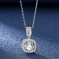 trendy 1 ct d color square moissanite necklace for women 100 925 sterling silver gra moissanite pendant necklace birthday gift