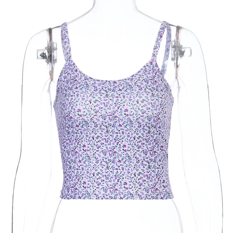 

2020 Summer Floral dew umbilical sling short Camisole Women