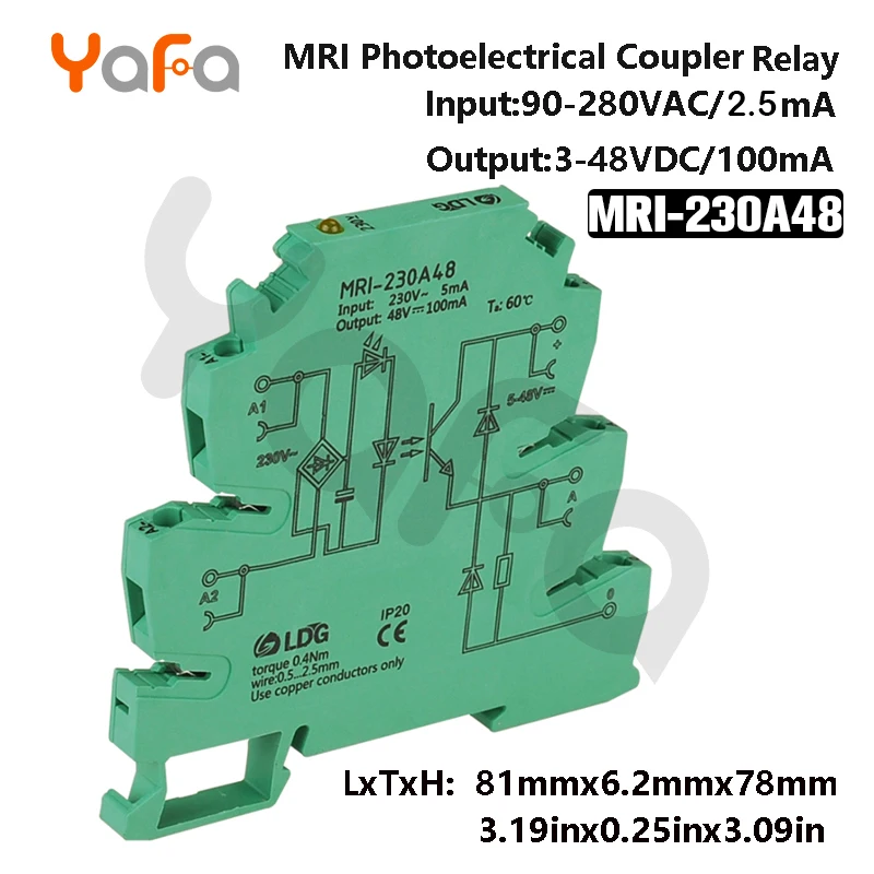 1pc MRI-D48 Input 3.3V 5V 12V 24V 230V DC Photoelectrical Coupler Interface Relay Module Optocoupler Isolating PLC Board | Бытовая