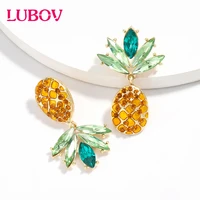 lubov new pineapple shape summer fruit drop earrings ins korean trend rhinestone earrings for women boho dropshipping