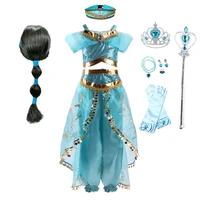 children princess costume christmas party jasmine dress up arabian carnival outfits disguise girl birthday gift clothing wig