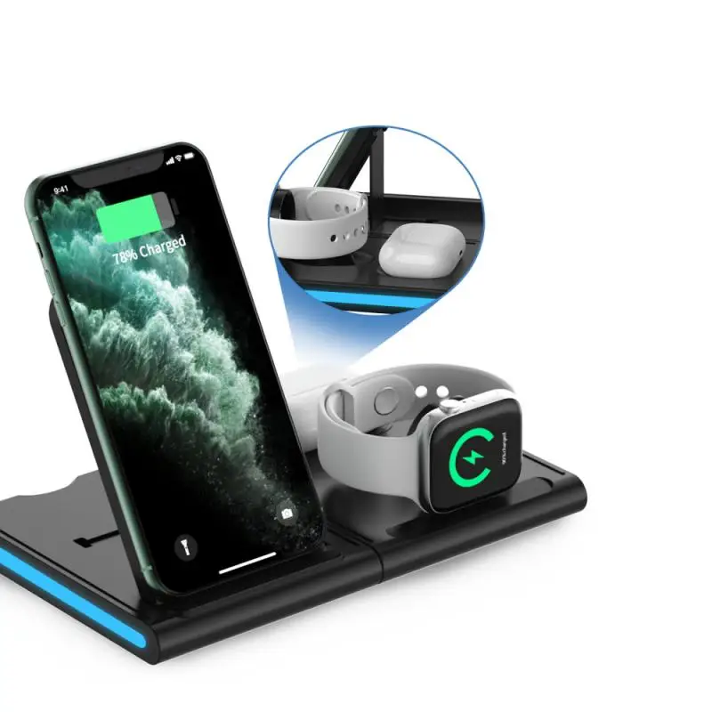 

15W Qi 4 In 1 Wireless Charger Stand For Iphone 11/XS/X/Airpods Pro/Iwatch 5/4 Fast Charge Wireless Charge Stand For Samsung S10