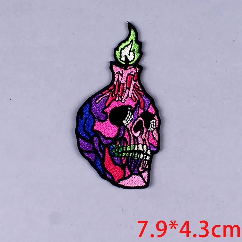 Pulaqi Grim Reaper нашивка с черепом для одежды Хиппи Байкер железные нашивки для одежды металлические полосы вышитые полосы значки F - Цвет: 5P-PE4606CT