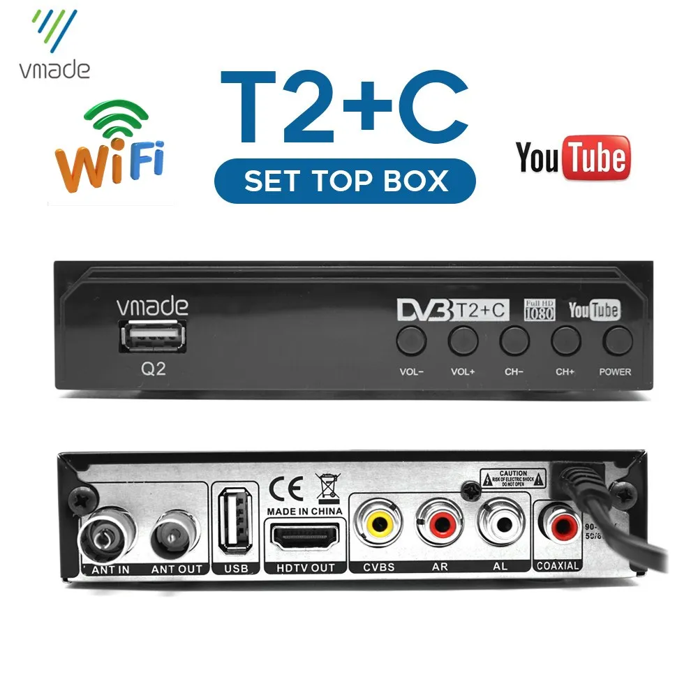DVB T2/DVB C HD ТВ тюнер цифровой эфирный приемник Youtube 1080P T H.264 декодер m3u распродажа