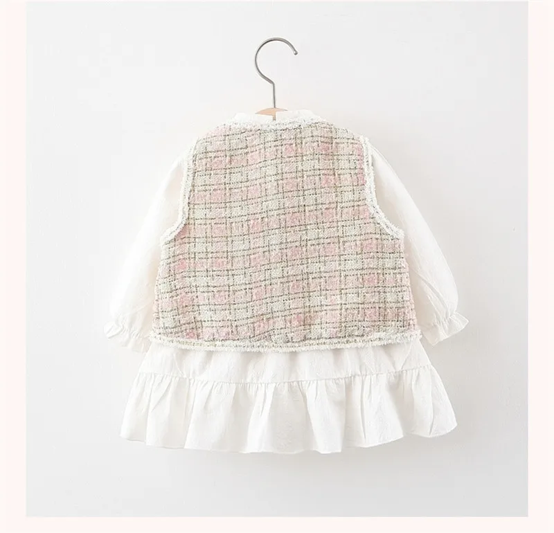 2pcs Girls Dresses Fall 2020 Long Sleeve Kids Clothing with Vest Fashion Princess Baby Children Outfits 6M-3T | Детская одежда и