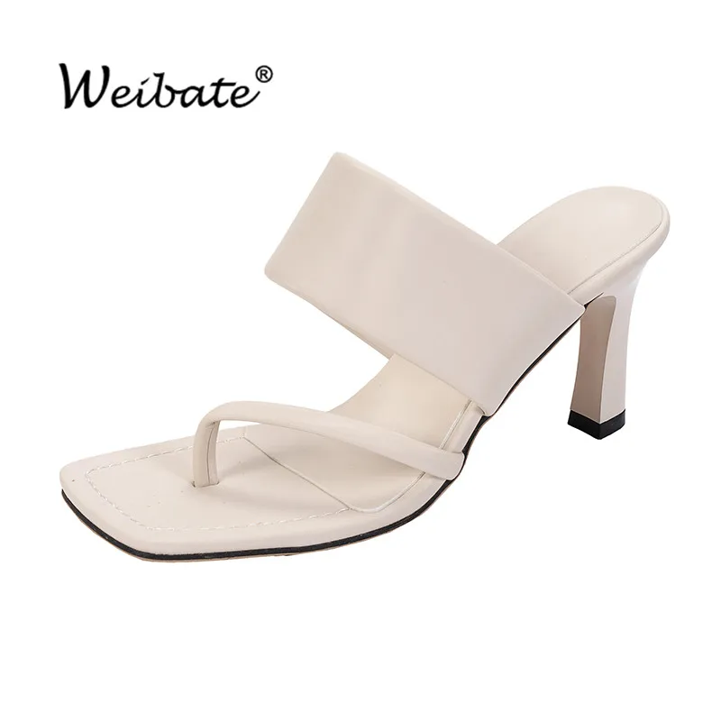 WEIBATE 2020 новые летние клип на высоком каблуке с открытым носком Шлепанцы Женская
