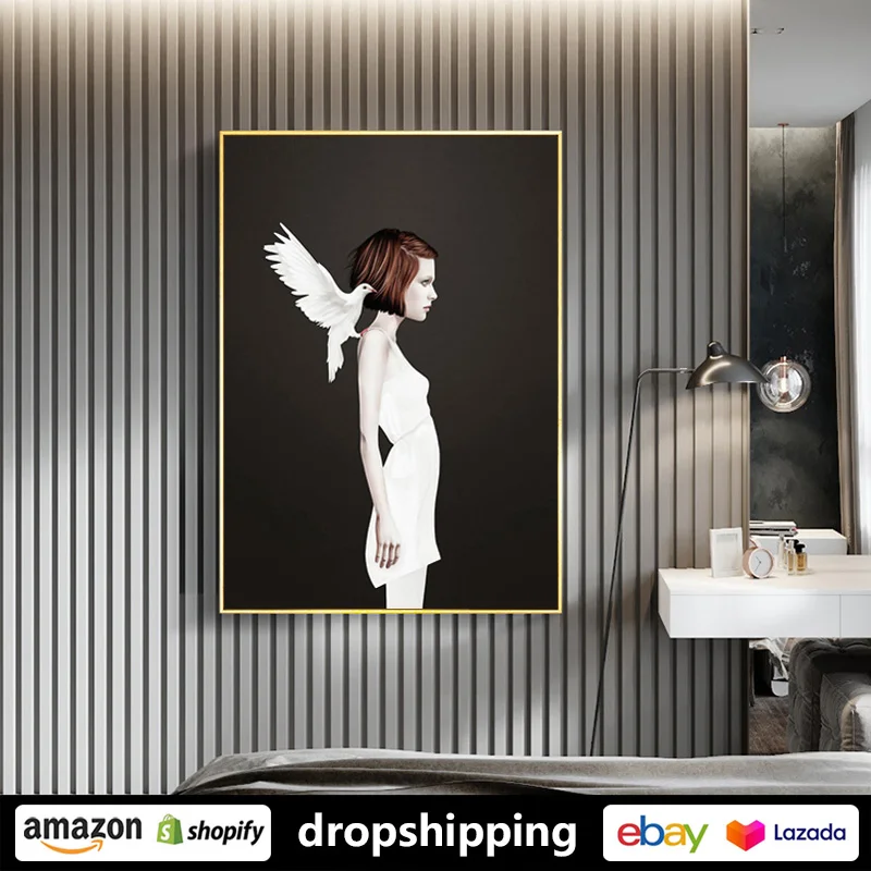

ART ZONE Modern Abstract Creativity Girl Painting Nordic cheracter prints Wall Art Canvas posters Artwork Bedroom Den Home Decor